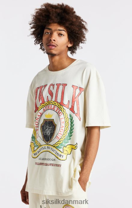 beklædning SikSilk oversized t-shirt med ecru varsity print Mænd 862RF4409