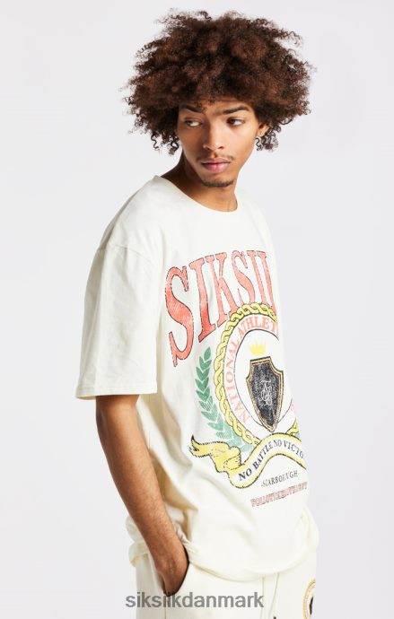 beklædning SikSilk oversized t-shirt med ecru varsity print Mænd 862RF4409