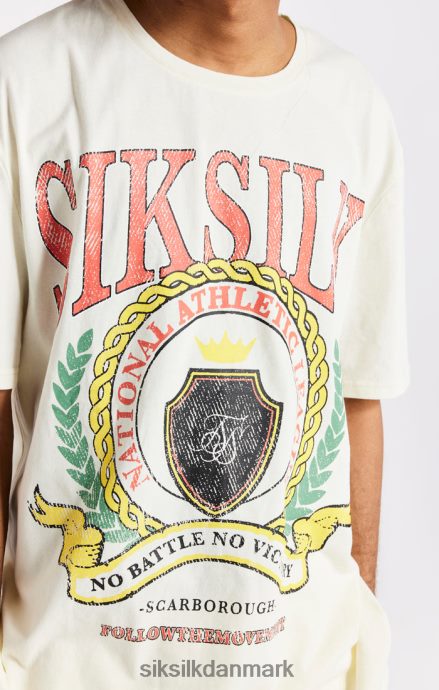 beklædning SikSilk oversized t-shirt med ecru varsity print Mænd 862RF4409