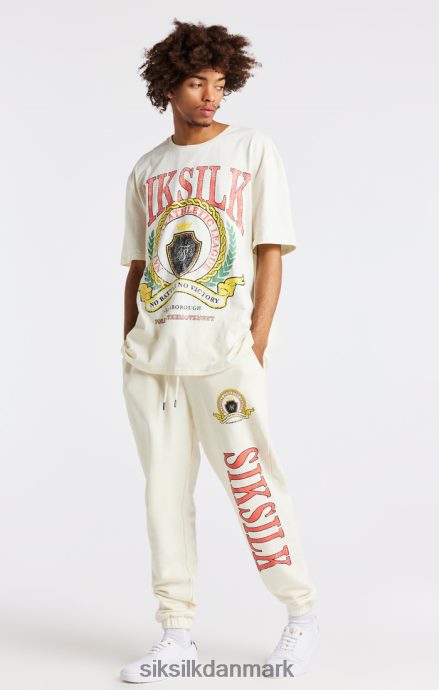beklædning SikSilk oversized t-shirt med ecru varsity print Mænd 862RF4409