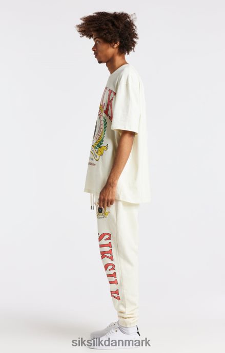 beklædning SikSilk oversized t-shirt med ecru varsity print Mænd 862RF4409