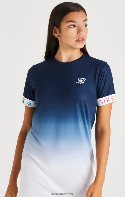 beklædning SikSilk regnbue fade t-shirt kjole - marineblå & hvid piger 862RF4342