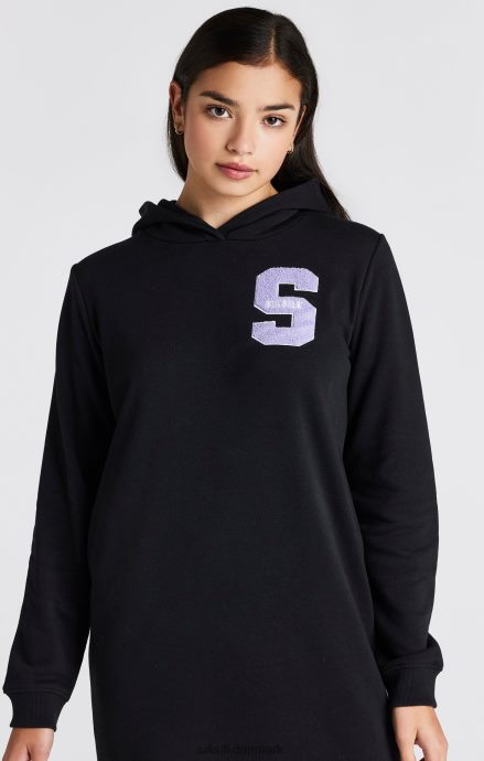 beklædning SikSilk sort varsity logo hættekjole piger 862RF4344