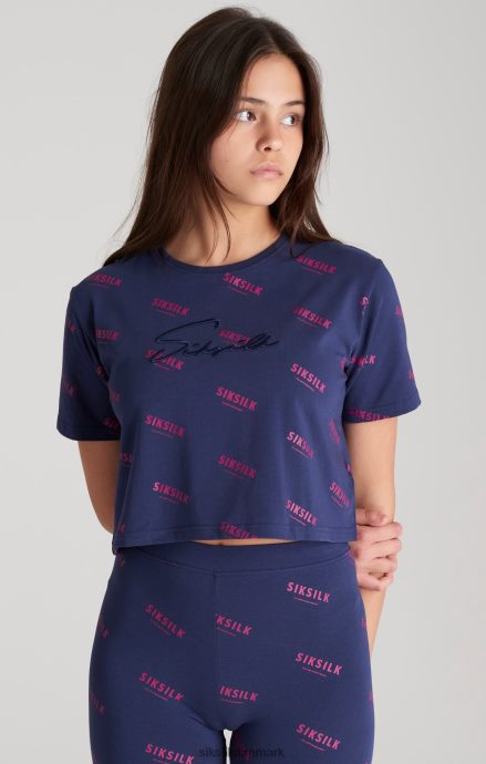 beklædning SikSilk marineblå signatur cropped t-shirt piger 862RF4324