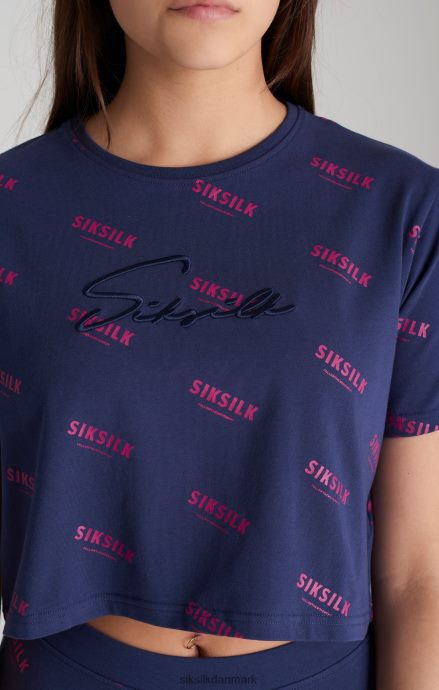 beklædning SikSilk marineblå signatur cropped t-shirt piger 862RF4324