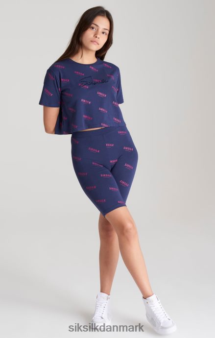 beklædning SikSilk marineblå signatur cropped t-shirt piger 862RF4324