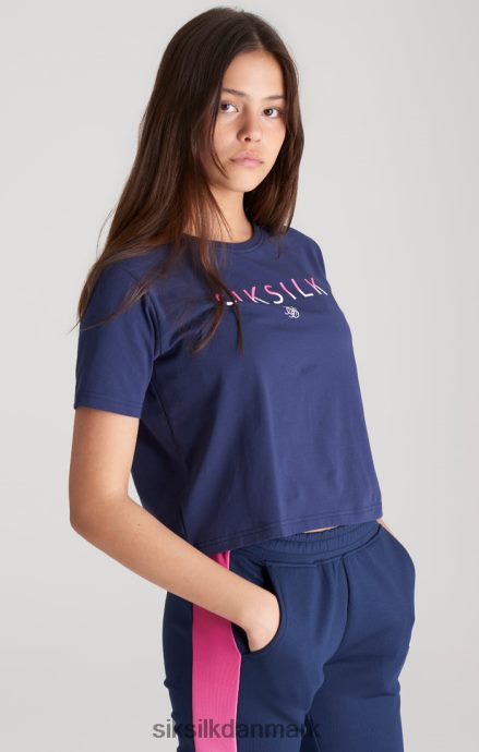 beklædning SikSilk navy fade logo cropped t-shirt piger 862RF4325