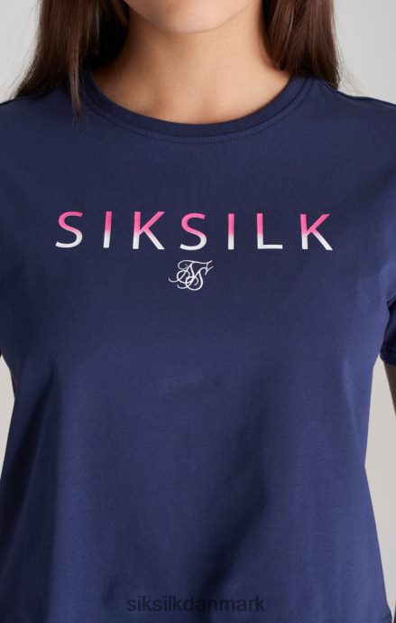beklædning SikSilk navy fade logo cropped t-shirt piger 862RF4325