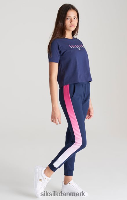 beklædning SikSilk navy fade logo cropped t-shirt piger 862RF4325